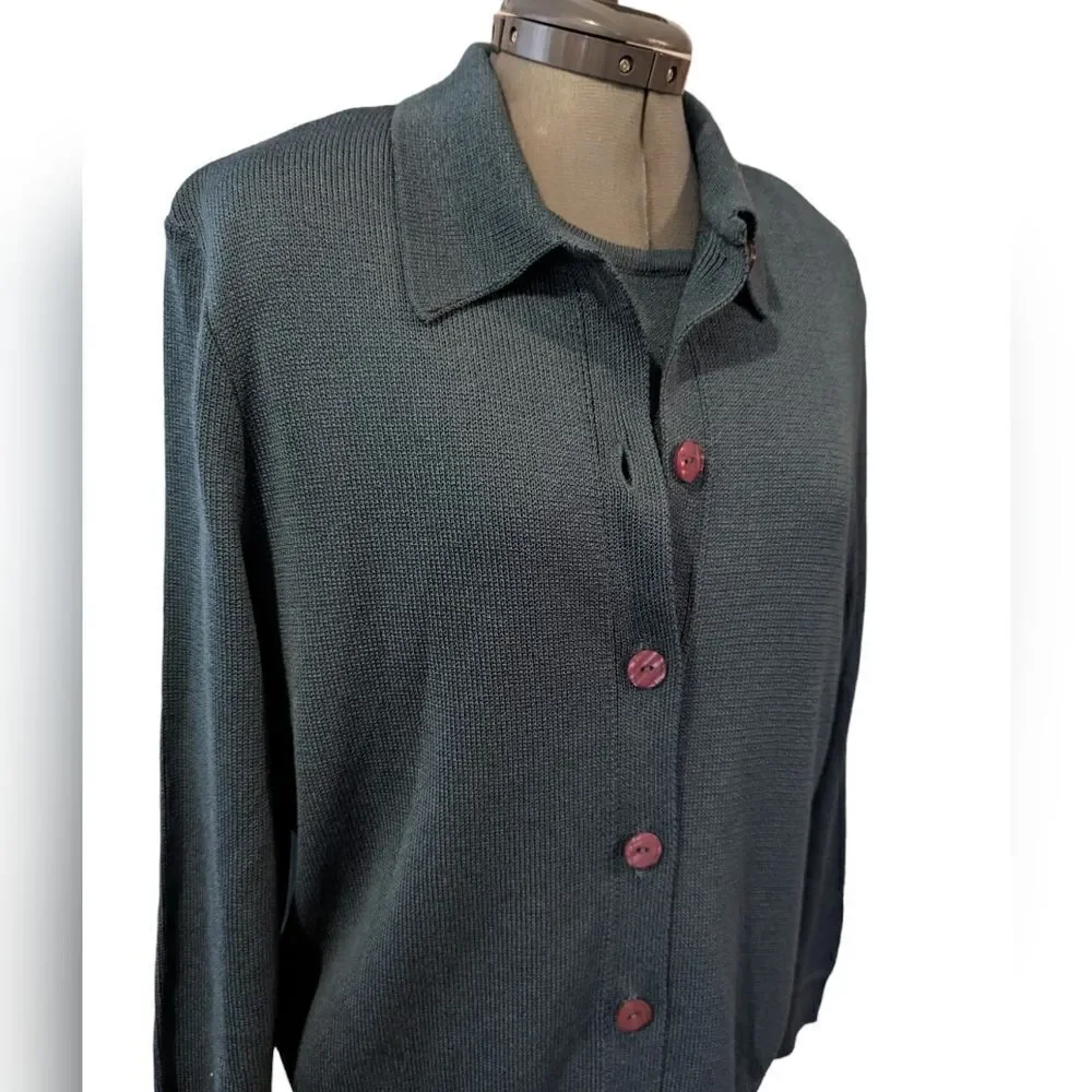 Vintage Philippe Marques women's green sweater set size 10‎
